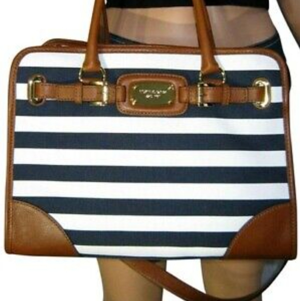 Michael Kors Navy and White Striped Tote